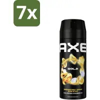 Axe 7 x - Deodorant Bodyspray - 48hrs Fresh - Gold - Oud Wood & Fresh Vanilla - 150 ml - 48 Uur Geurbeleid - Deodorant Bodyspray - Oud Hout Geur - Donker Vanille - Geurbestrijdende Zinktechnologie
