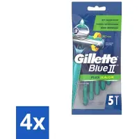 Gillette 4 x Blue II - Plus Slalom - Wegwerpscheermesjes - 5 Scheermesjes - Wegwerp Scheermesjes - Scheermesjes Voor Mannen - Blue II - Scheermesjes - Scheermesjes Met Lubrifiant
