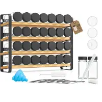 Vasagle Kruidenrek – inktzwart en naturel beige – 4 planken – 28 potjes – Inktzwart/natuurbeige