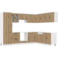 vidaXL 14-delige Keukenkastenset Lucca bewerkt hout artisanaal eiken