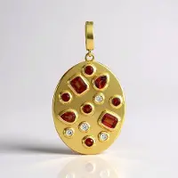 Cavill - Zilveren Hanger 925 Sterling Zilver Geelverguld - 1,321 Ct Tanzania Robijn Luxe Sieraad Druppelvormig & Achthoek - Sieraden Vrouwen