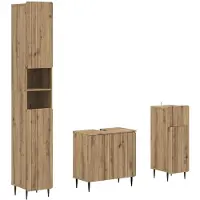 vidaXL 3-delig badkamerkast set ZWOLLE Bewerkt hout