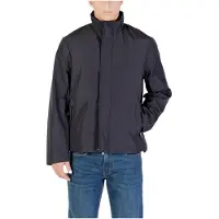 Armani Exchange Heren Lange jas met hoge kraag en verborgen sluiting Essential marineblauw (XL), Casual, Poly XM001579AF16926UB101
