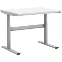 Treston TED werktafel M900 ESD, B 1100 x D 800 mm, elektrisch in hoogte verstelbaar, T-voet, lichtgrijs RAL 7035
