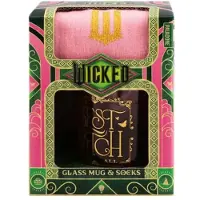 Paladone Wicked, Glinda Glass mok & Socks Set – Giftset met Roze Mok & Gouden Sokken, Officieel gelicentieerd -