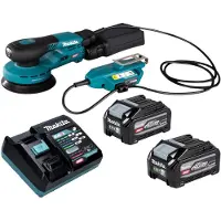 Makita BO 001 CGU201 accu-excentrische schuurmachine 40 V max. 125 mm 5,0 mm slaglengte borstelloos + 2x accu 4,0 Ah + oplader