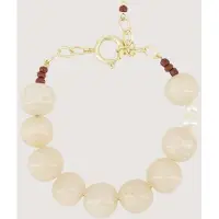Zusss Chunky Bead Bracelet Resin / Metaal Grey Oyster