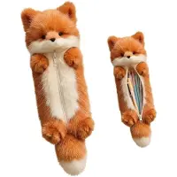 VHV - Pluche Etui Vos - Kinderpennenzak-32x9x3 cm- Grote Capaciteit Pencil Case - - Zachte Pennenzak - Pennenbak - Voor School,Kantoor,Cadeau