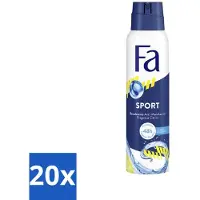 Fa Pflege 20 x - Deodorant Spray - Sport - Citroen - Tegen Vlekken - 48 uur Bescherming - 150 ml - Deodorant Spray Sport - Citroengeur - Anti Vlekken - 48 Uur Bescherming - Zweetgeur Bestrijding