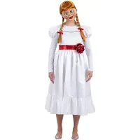 Smiffys - Annabelle Kostuum jurk - M - Wit/Rood