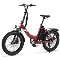 Touroll S3 Elektrische Fiets | Opvouwbare Fatbike | 20"x3.0" Banden | 468Wh Verwijderbare Accu | 65 km Actieradius | 40 Nm Motor | Lage Instap | Schijfremmen | Shimano 7 Versnellingen, Rood