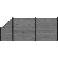 vidaXL Hekset 446 x 186 cm WPC en Aluminium Grijs