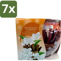 At Home 7 x - Scents - Geurkaars - Sandalwood & Jasmin - 70 g - Geurkaars - Sandelhout - Jasmijn - Thuisgeur - Rustgevende Geur