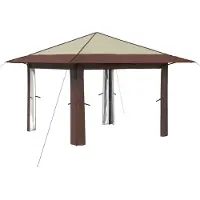 vidaXL Gazebo zonder zijwanden, 3.3 x 3.3 meter, crème en bruin