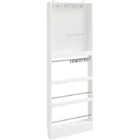 SoBuy Garderobekast met Kapstok – Kledingkast met Hangstang en Perforatiepaneel – 3 Verstelbare Planken – Kast voor Hal en Entree – Wit FHK39-W