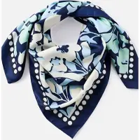 Damart - Sjaal met bloemen- en stippenprint - Dames - Blauw - Eén maat