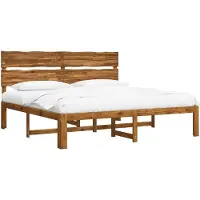 vidaXL Tweepersoonsbed met hoofdbord ROSTOCK Naturel 200 x 200 cm