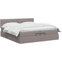 vidaXL Ottoman bed met matras met hoofdeinde Taupe 200 x 200 cm Stof