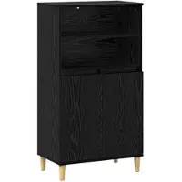vidaXL Hoge kast, zwart, eikenlook, 60 x 36 x 110 cm, houtvezel