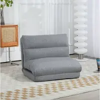 OKWISH Relaxfauteuil 70 x 41 x 56 cm - 6 Standen Verstelbare Rugleuning Met Bedfunctie - Voor Lezen, Mediteren En Rusten - Polyester - Grijs