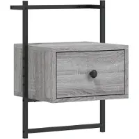 vidaXL Nachtkastje wandgemonteerd 35x30x51 cm hout grijs sonoma eiken