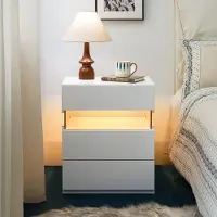 MODFU - Nachtkastje - 3 Lades - Wit - Acryl - Led Verlichting