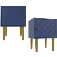 MODFU - Nachttafel - Bedtafel - Modern - Marineblauw - Metaal - Spaanplaat - 51 Cm