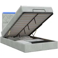 vidaXL Ottomanbed met matras en LED-verlichting, lichtgrijs, 120 x 200 cm, fluweel