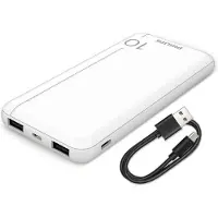 Philips Slim Powerbank 10000mAh met LED-indicator + Micro-USB kabel, wit