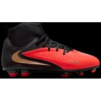 Nike Phantom 6 High Club Gras / Kunstgras Voetbalschoenen (MG) Kids Zwart Felrood Goud