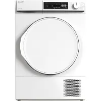 Sharp KDNA8S6PWEBE - warmtepomp droger - energie label E - 15 programma's - LED trommelverlichting - links en rechts draaiend - wit