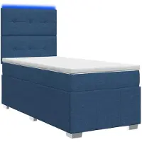 vidaXL LED boxspringbed met matras, blauw, 90 x 200 cm, gestoffeerd