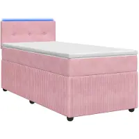 vidaXL Boxspringbed met matras en hoofdeinde, roze, 90 x 200 cm, fluweel