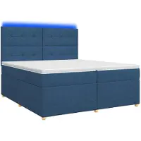 vidaXL Boxspringbed met matras en hoofdbord, blauw, 200 x 200 cm, stof