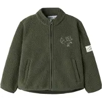 Name it Fleece jas 'NMMOWE' lichtgrijs / donkergroen