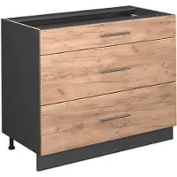 Vicco Keukenonderkast Fame-Line Goudkleurig Eiken/Antraciet 100 cm, WB Eik, Model 61625