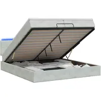 vidaXL Ottomanbed met matras en LED-verlichting, lichtgrijs, 200 x 200 cm, fluweel