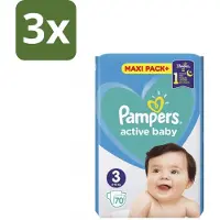 Pampers 3 x – Luiers – Active Baby Maat 3 – 70 Luiers - Baby-luiers - Droge Billetjes - Huidbescherming - Luchtdoorlatende Luiers - Absorberende Luiers