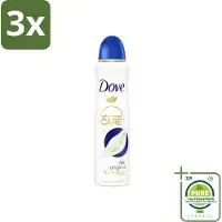 Dove 3 x – Deodorant Spray – Original – 150 ml - Grootverpakking - Anti-transpirant - Deodorant Spray - Zweetbehandeling - Geurverwijdering - Huidverzorging