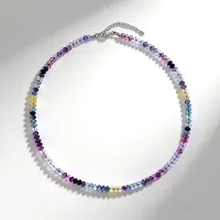 Cavill - Zilveren Halsketting - 925 Sterling Zilver - 85 Ct Meerlagige Gefacetteerde Fluoriet Kralen - Verstelbaar - Elegante Damesketting