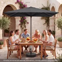 Costway Zonnescherm Aluminium 300 x 300 cm, vierkante tuinparasol, terrasparasol, marktparasol voor tuin, balkon, terras (Antraciet)