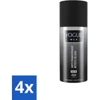 Vogue 4 x Men - Mystic Black - Deodorant Spray - Anti-transpirant - 150 ml - Deodorant Spray - Anti-transpirant - 48 Uur Bescherming - Geur - Patchouli