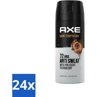 Axe 24 x - Deodorant Spray - 72hrs Anti Sweat - Dark Temptation - 150 ml - Anti-transpirant - Deodorant - Dark Temptation - Chocolade Geur - Kruiden Geur