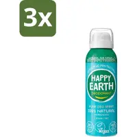Happy Earth 3 x – Deodorant Natural Air Spray – 100% Natuurlijk Cedar Lime – 100 ml - 100% Natuurlijke Deodorant - Ceder Lime Spray - Frisse Geur - Aerosol Deodorant - Natuurlijke Deodorant