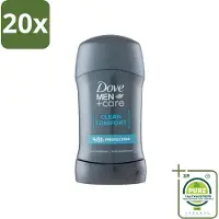 Dove 20 x - Deodorant - Stick Clean Comfort - Zachte bescherming - 50 ml - Grootverpakking - Deodorant Stick - Zweetbestendig - Huidcomfort - 48 Uur Bescherming - Alcoholvrij