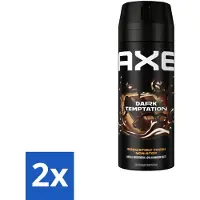 Axe 2 x Deodorant Bodyspray Dark Temptation 150 ml - Deodorant - Deodorant Bodyspray - Geurbeheersing - Donkere Chocolade - Kruiden