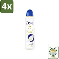 Dove – Deodorant Spray – Original – 150 ml - Voordeelverpakking - 4 stuks - Zweetbehandeling - Geurverwijdering