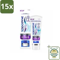 Sensodyne 15 x - Tandpasta - Clinical Repair - Active White - Tandglazuur Herstellen - 75 ml - Grootverpakking - Gevoelige Tanden - Tandpasta - Whitening - Tandglazuur Herstellen - Novamin