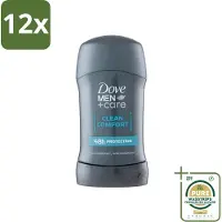 Dove - Deodorant - Stick Clean Comfort - Zachte bescherming - 50 ml - Voordeelverpakking - 12 stuks - Huidcomfort - 48 uur bescherming