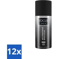 Vogue 12 x Men - Mystic Black - Deodorant Spray - Anti-transpirant - 150 ml - Deodorant Spray - Anti-transpirant - 48 Uur Bescherming - Geur - Patchouli